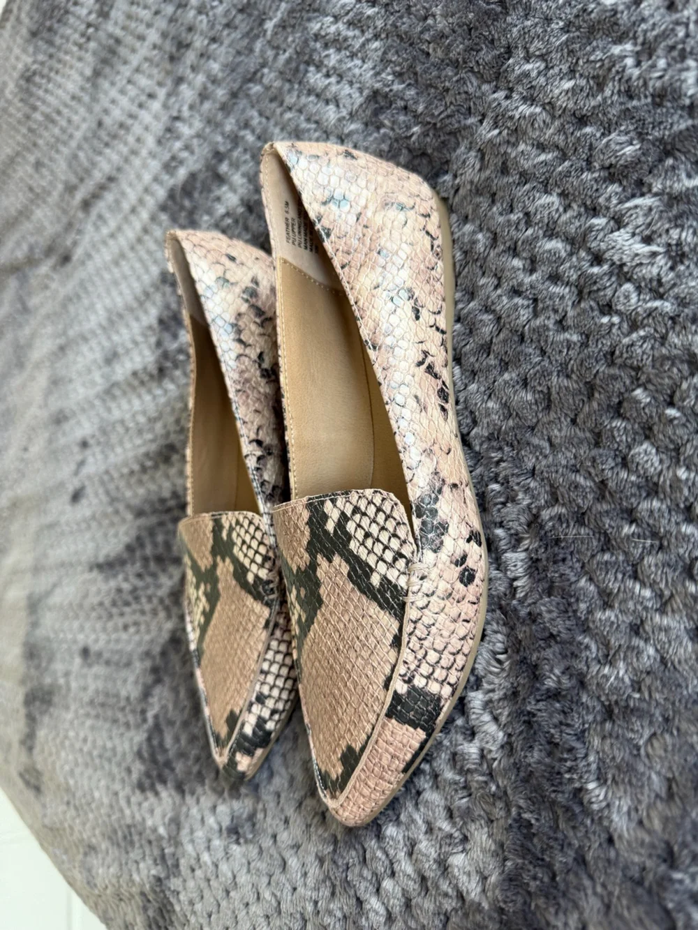 Steve Madden Blush and Black Snake-Print Pointed Flats